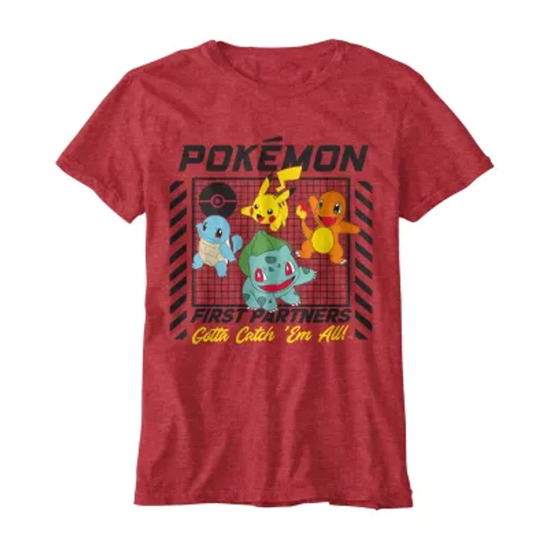 Little & Big Kid Boys Crew Neck Short Sleeve Regular Fit Pokeman Graphic T-Shirt