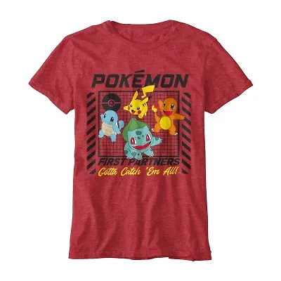 Little & Big Kid Boys Crew Neck Short Sleeve Regular Fit Pokeman Graphic T-Shirt