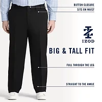IZOD Sportflex Waistband Non Iron Performance Mens Straight Fit Big and Tall Flat Front Pant