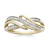 1/7 C.T. T.W. Diamond 10K Yellow Gold Criss-Cross Ring