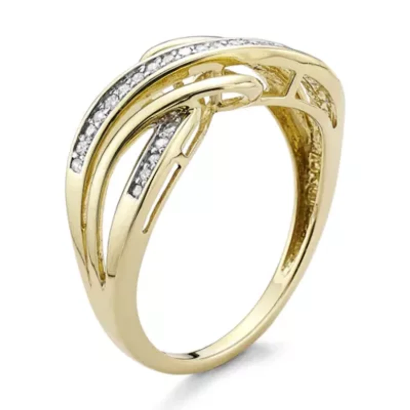 1/7 C.T. T.W. Diamond 10K Yellow Gold Criss-Cross Ring