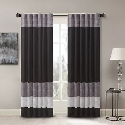 Madison Park Infinity Polyoni 50"W X 84"L Pintuck-Striped Rod Pocket Back Tab Energy Saving Light-Filtering Single Curtain Panel