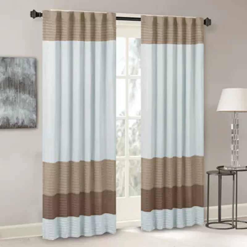 Madison Park Tradewinds 50"W X 84"L Rod Pocket Back Tab Energy Saving Light-Filtering Single Curtain Panel