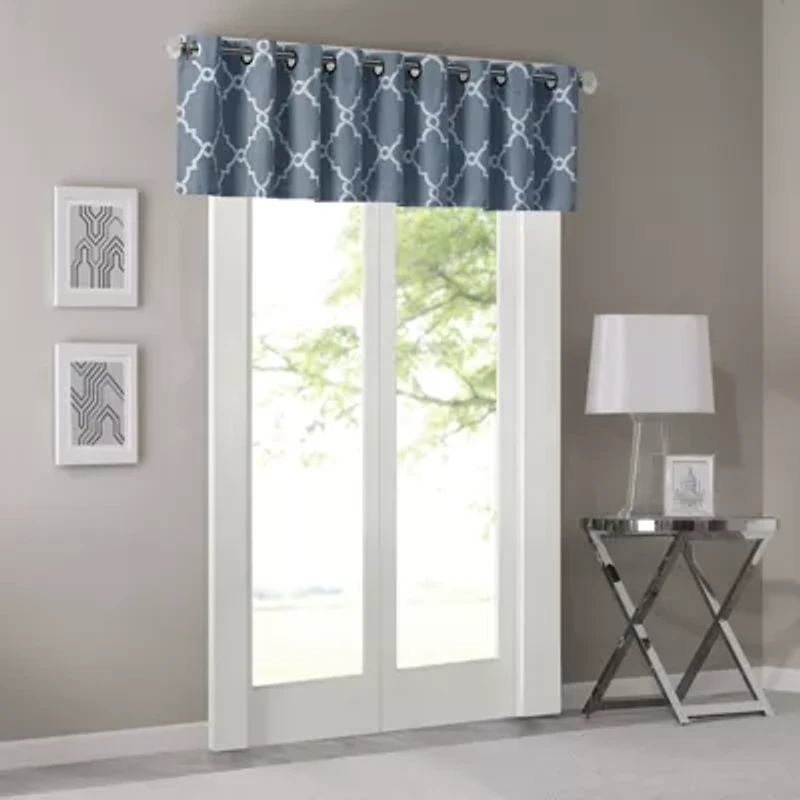 Madison Park Westmont Fretwork Print 50"W X 18"L Grommet Top Valance