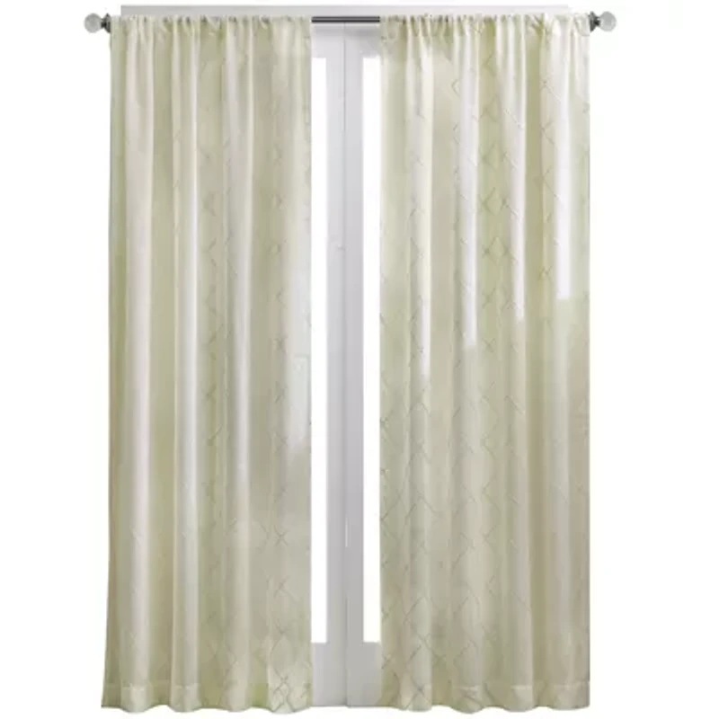 Madison Park Iris Diamond Rod Pocket Sheer Single Curtain Panel