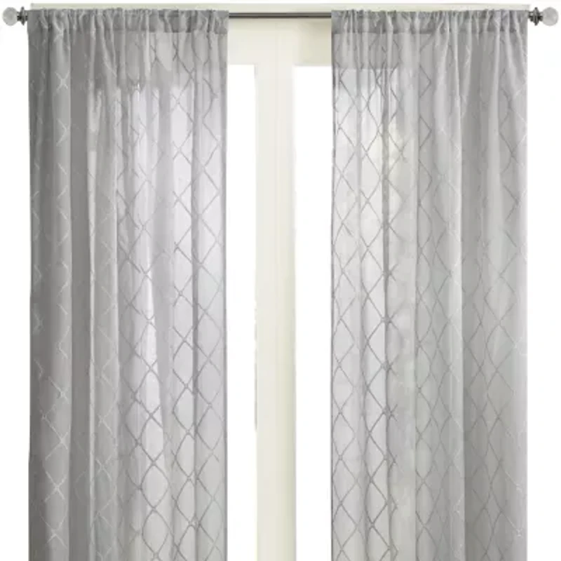 Madison Park Iris Diamond Rod Pocket Sheer Single Curtain Panel
