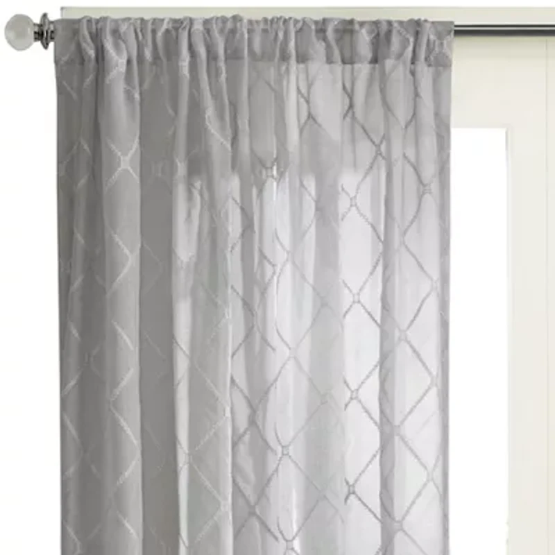 Madison Park Iris Diamond Rod Pocket Sheer Single Curtain Panel