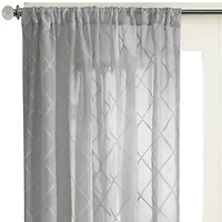 Madison Park Iris Diamond Rod Pocket Sheer Single Curtain Panel