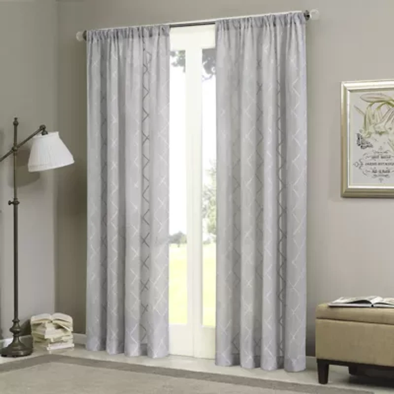 Madison Park Iris Diamond Rod Pocket Sheer Single Curtain Panel