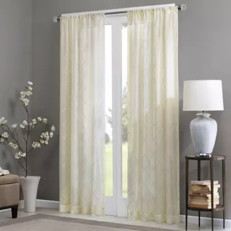 Madison Park Iris Diamond Rod Pocket Sheer Single Curtain Panel