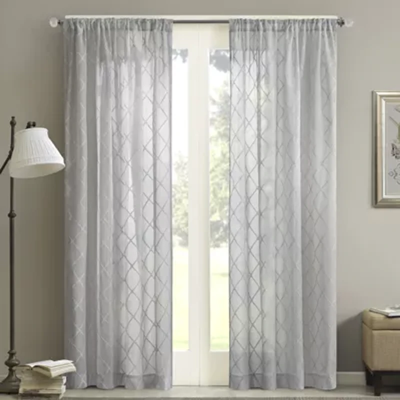 Madison Park Iris Diamond Rod Pocket Sheer Single Curtain Panel