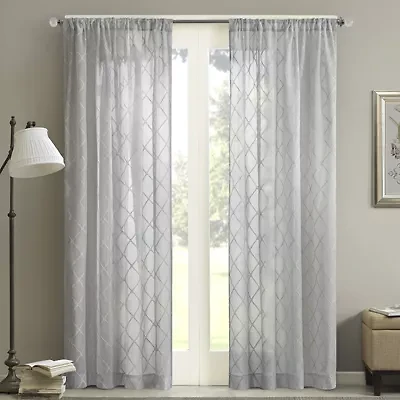 Madison Park Iris Diamond Rod Pocket Sheer Single Curtain Panel