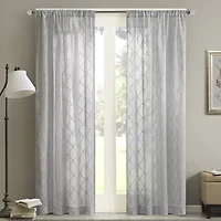 Madison Park Iris Diamond Rod Pocket Sheer Single Curtain Panel