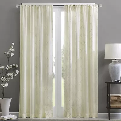 Madison Park Iris Diamond Rod Pocket Sheer Single Curtain Panel