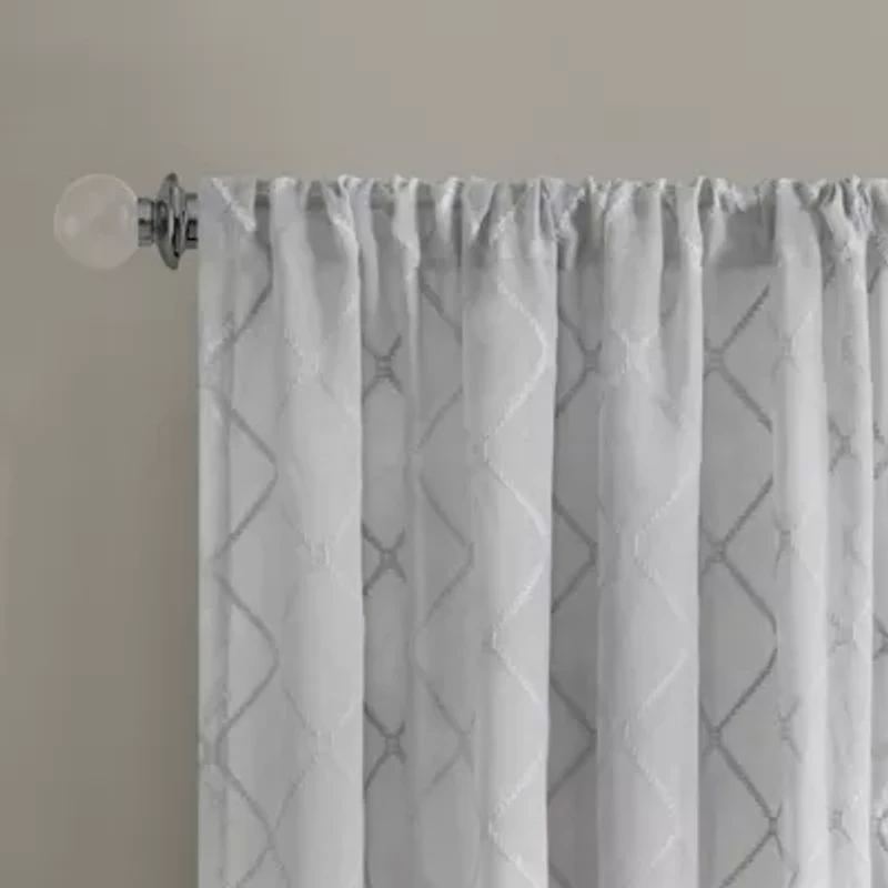Madison Park Iris Diamond Rod Pocket Sheer Single Curtain Panel