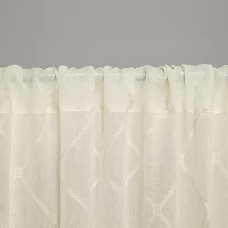 Madison Park Iris Diamond Rod Pocket Sheer Single Curtain Panel