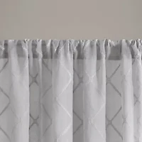 Madison Park Iris Diamond Rod Pocket Sheer Single Curtain Panel
