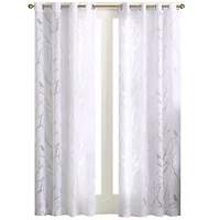 Madison Park Vina Bird Burnout Grommet Top Sheer Single Curtain Panel
