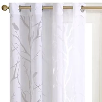 Madison Park Vina Bird Burnout Grommet Top Sheer Single Curtain Panel