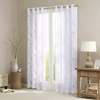 Madison Park Vina Bird Burnout Grommet Top Sheer Single Curtain Panel