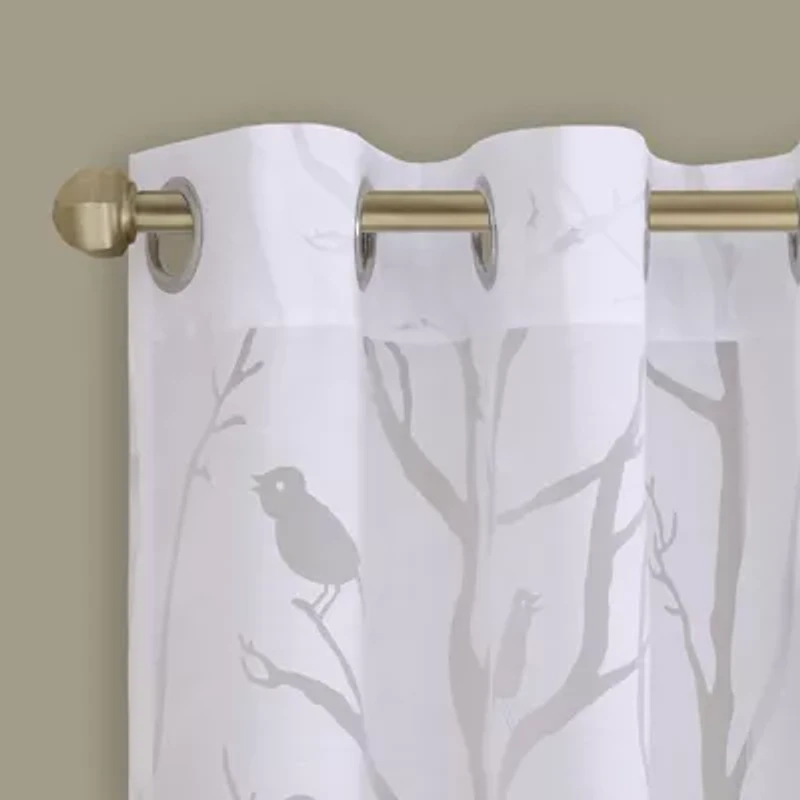 Madison Park Vina Bird Burnout Grommet Top Sheer Single Curtain Panel