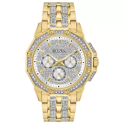 Bulova Octava Mens Gold Tone Bracelet Watch 98c126