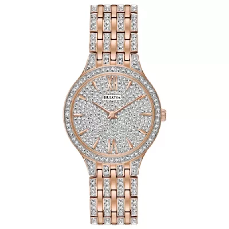 Bulova Phantom Womens Rose Goldtone Stainless Steel Bracelet Watch 98l235