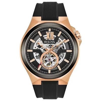 Bulova Maquina Mens Automatic Black Strap Watch 98a177