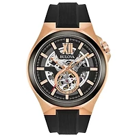 Bulova Maquina Mens Automatic Black Strap Watch 98a177
