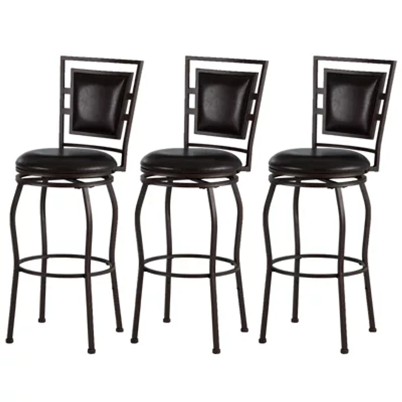 3Pc Adjustable Stool Set Swivel Seat