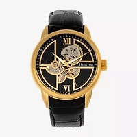 Heritor Mens Automatic Black Leather Strap Watch Herhr8303