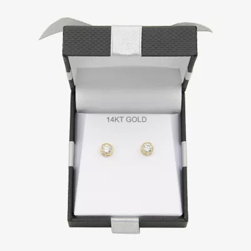 Cubic Zirconia 14K Gold 6mm Stud Earrings