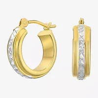Womens 14K Two Tone Gold 12.5mm Hoop Earrings