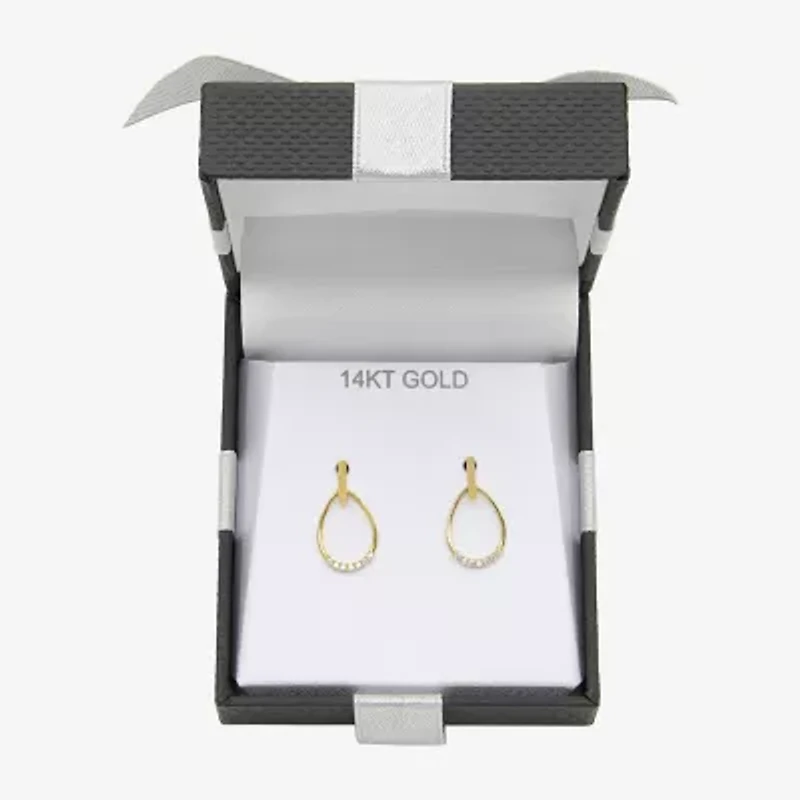 Womens Cubic Zirconia 14K Gold Drop Earrings