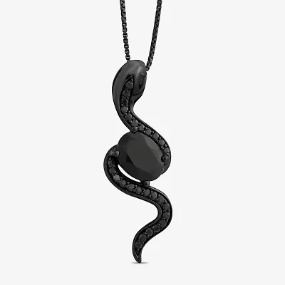 Enchanted Disney Fine Jewelry Villains Womens 1/5 CT. Genuine Black Onyx Sterling Silver 18 Inch Pendant Necklace