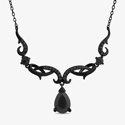 Enchanted Disney Fine Jewelry Villains Womens 1/5 CT. Genuine Black Onyx Sterling Silver Pear 15 Inch Pendant Necklace