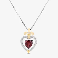 Enchanted Disney Fine Jewelry Villains Womens 1/10 CT. T.W. Genuine Red Garnet 14K Gold Over Silver Sterling Silver Heart 18 Inch Pendant Necklace