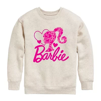 Little & Big Kid Girls Crew Neck Fleece Long Sleeve Barbie Sweatshirt