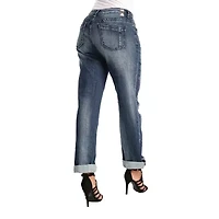 Poetic Justice Womens Mid Rise Mid Belly Boyfriend Jean