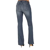 Poetic Justice Womens Mid Rise Mid Belly Flare Leg Jean