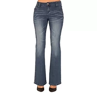 Poetic Justice Womens Mid Rise Mid Belly Flare Leg Jean