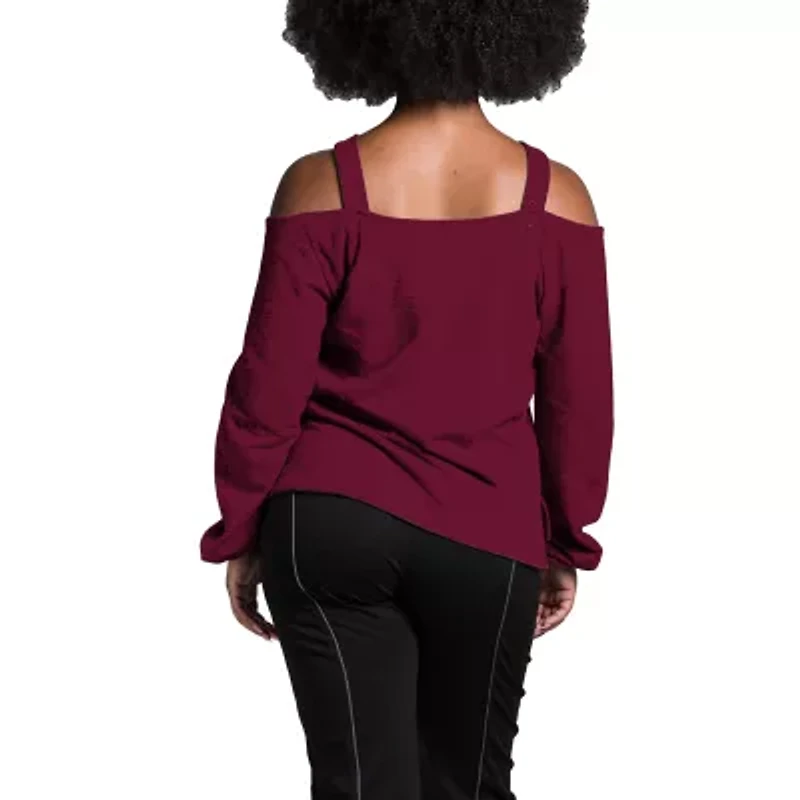 Poetic Justice Womens Asymmetrical Neck Long Sleeve Sweatshirt