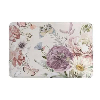 Kathy Ireland Purple Wildflower Bloom Memory Foam Bath Rug