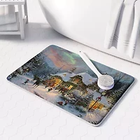 Thomas Kinkade Santa'S Christmas Memory Foam Bath Rug