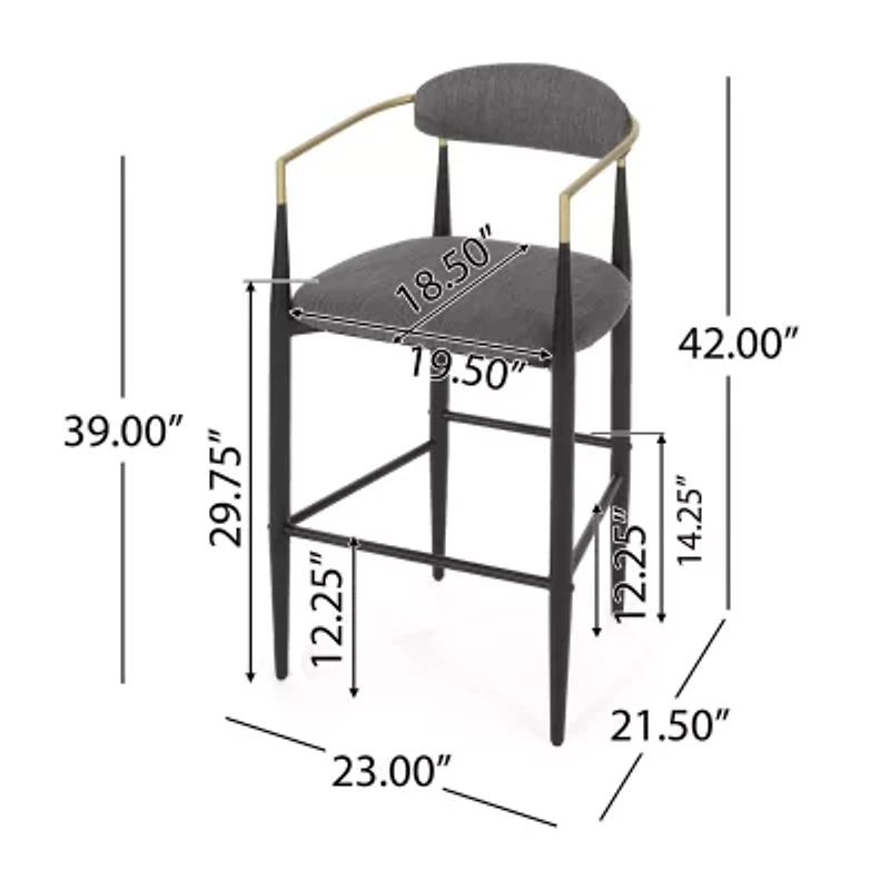 Elmore 2Pc Counter Height Upholstered Bar Stool