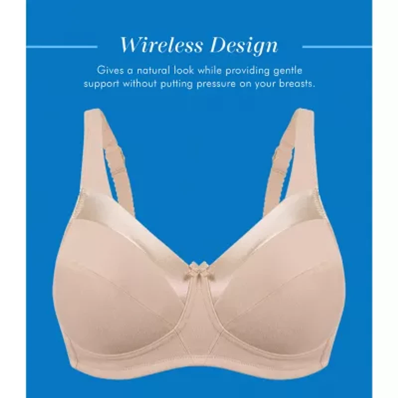 Bestform Satin Trim Wireless Cotton Bra with Unlined Cups-5006715