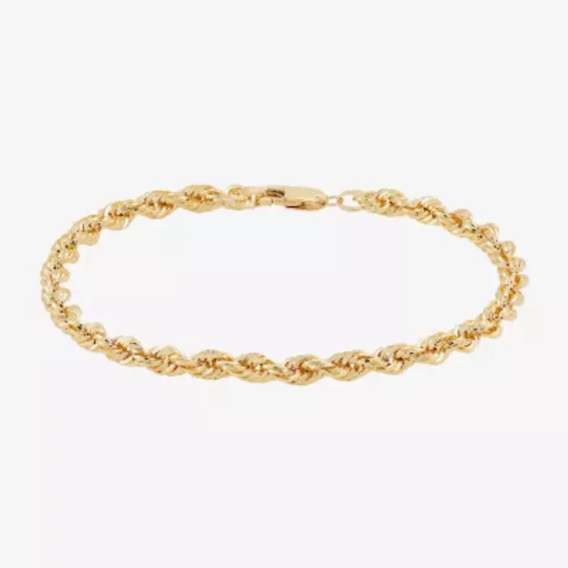Mens 10K Gold 8 1/2 Inch Hollow Rope Chain Bracelet