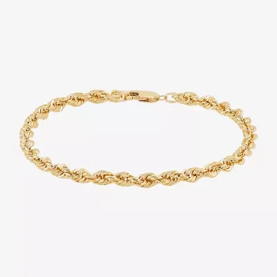 Mens 10K Gold 8 1/2 Inch Hollow Rope Chain Bracelet