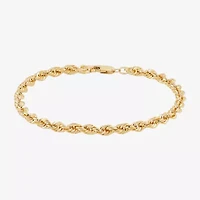 Mens 10K Gold 8 1/2 Inch Hollow Rope Chain Bracelet