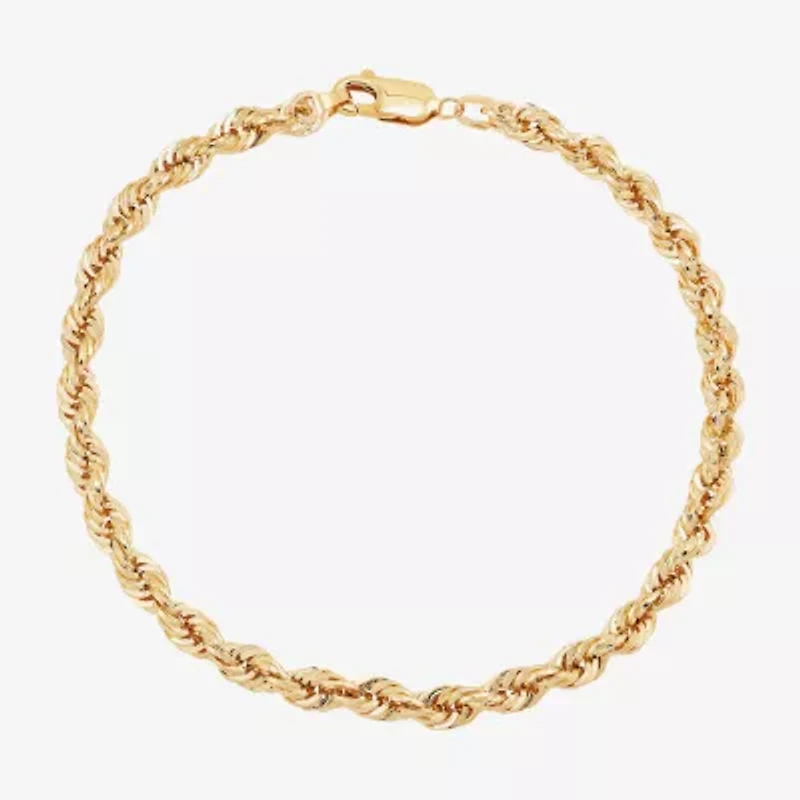 Mens 10K Gold 8 1/2 Inch Hollow Rope Chain Bracelet